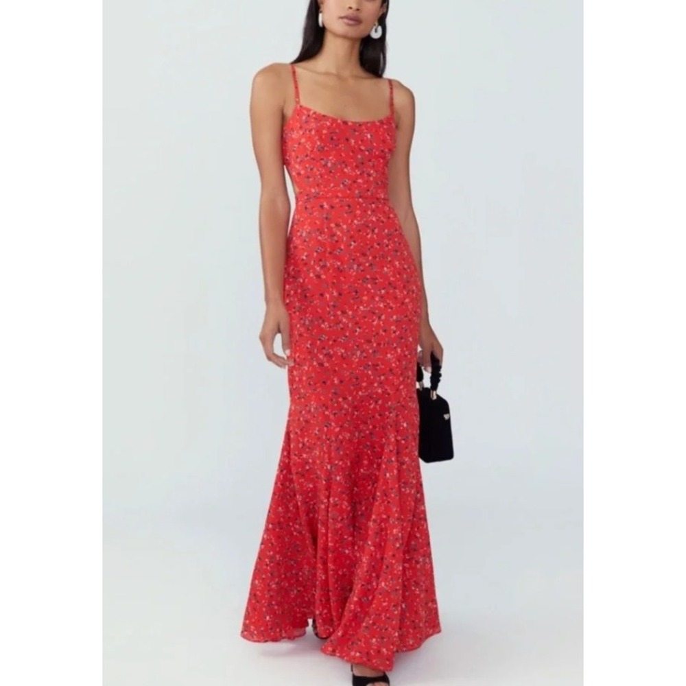 Fame & Partners Floral Maxi Dress Dress in Red sz 10